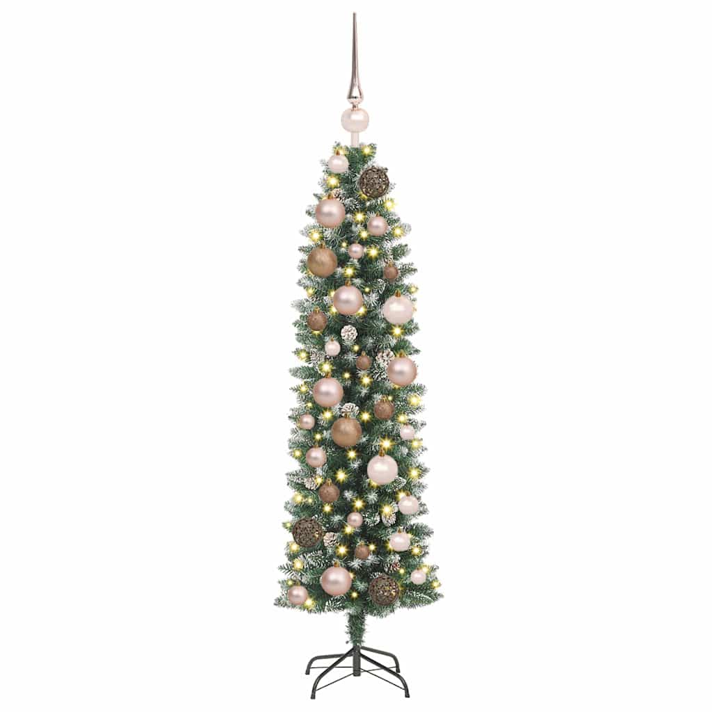 Konstgjort smalt julträd Grön och Vit 120 cm