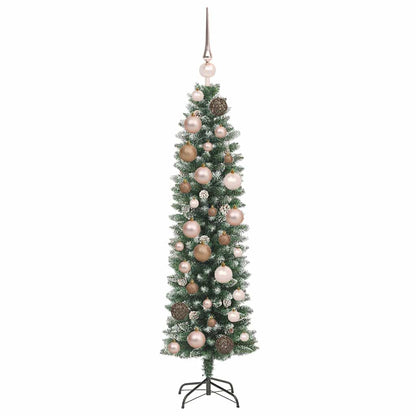 Konstgjort smalt julträd Grön och Vit 120 cm