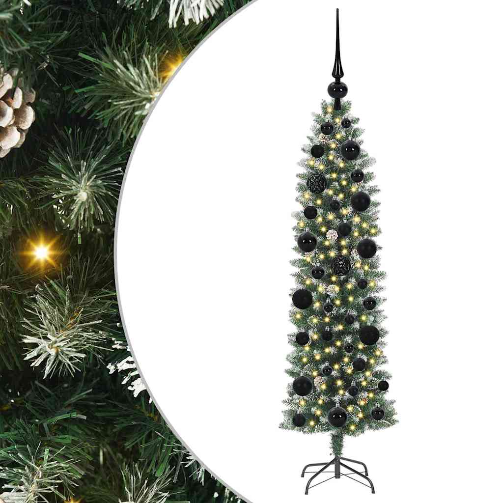 Konstgjort smalt julträd Grön och Vit 120 cm