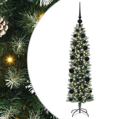 Konstgjort smalt julträd Grön och Vit 120 cm