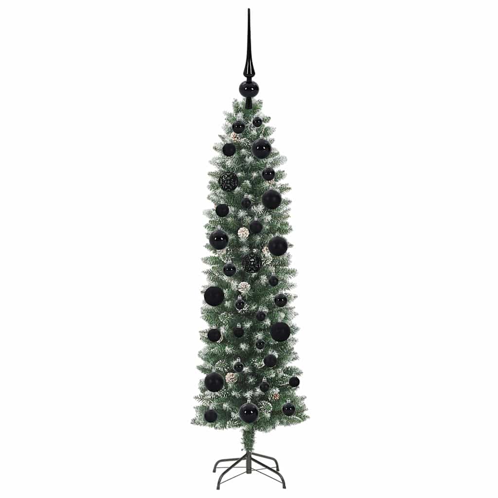 Konstgjort smalt julträd Grön och Vit 120 cm