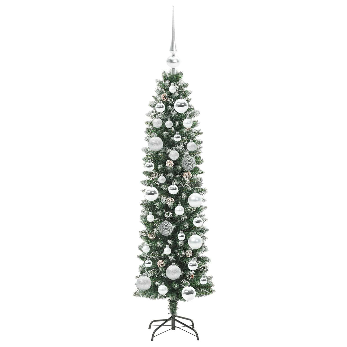 Konstgjort smalt julträd Grön och Vit 120 cm