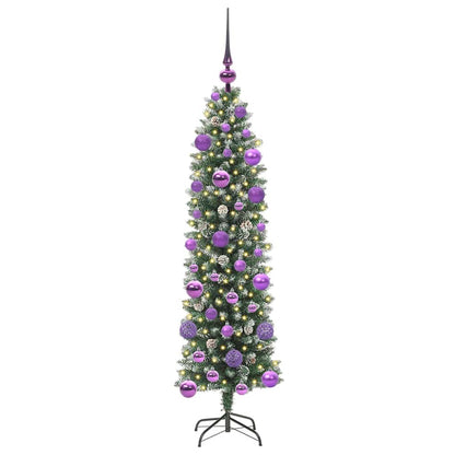 Konstgjort smalt julträd Grön och Vit 120 cm