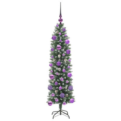 Konstgjort smalt julträd Grön och Vit 120 cm