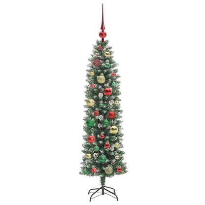 Konstgjort smalt julträd Grön och Vit 120 cm