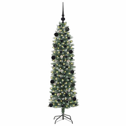 Konstgjort smalt julträd Grön och Vit 150 cm