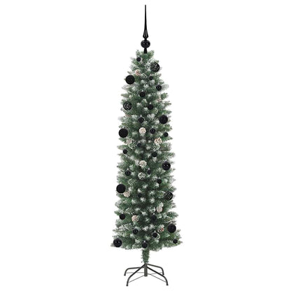Konstgjort smalt julträd Grön och Vit 150 cm