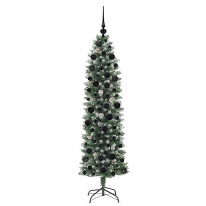 Konstgjort smalt julträd Grön och Vit 180 cm