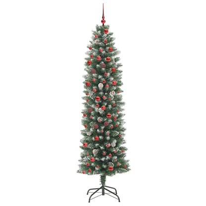 Konstgjort smalt julträd Grön och Vit 210 cm