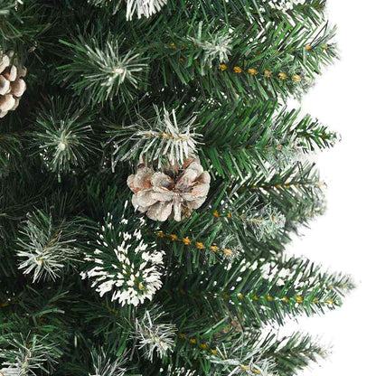 Konstgjort smalt julträd Grön och Vit 210 cm