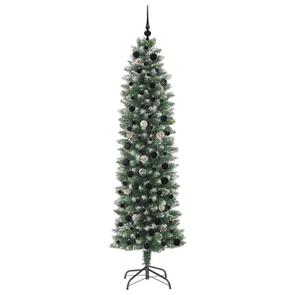 Konstgjort smalt julträd Grön och Vit 210 cm