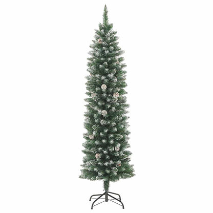 Konstgjort smalt julträd Grön och Vit 210 cm