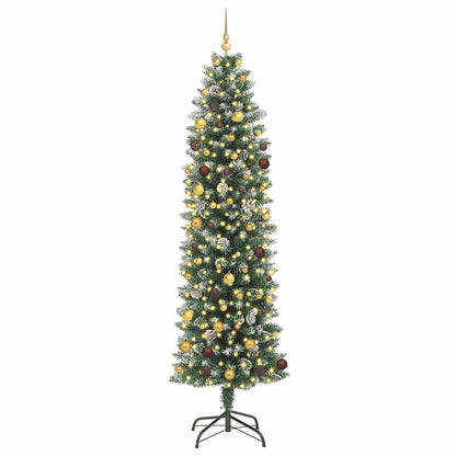 Konstgjort smalt julträd Grön och Vit 240 cm