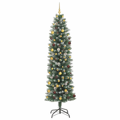 Konstgjort smalt julträd Grön och Vit 240 cm