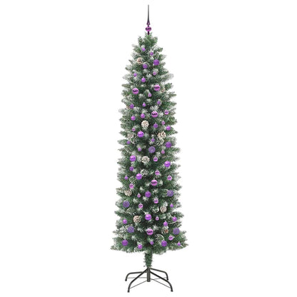 Konstgjort smalt julträd Grön och Vit 240 cm