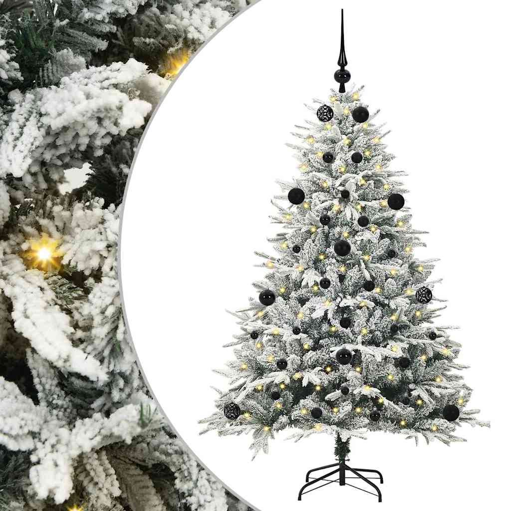Konstgjord Förbelyst Julgran med Bollsats Grön 150 cm