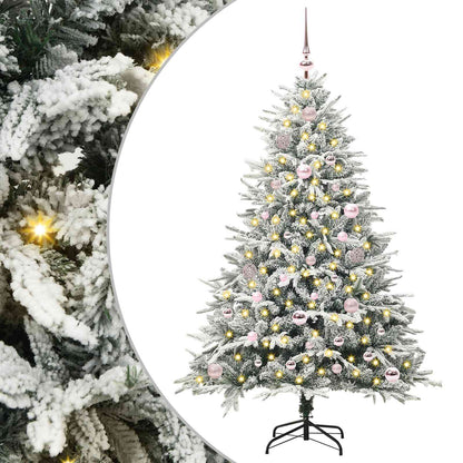 Konstgjord Förbelyst Julgran med Bollsats Grön 150 cm