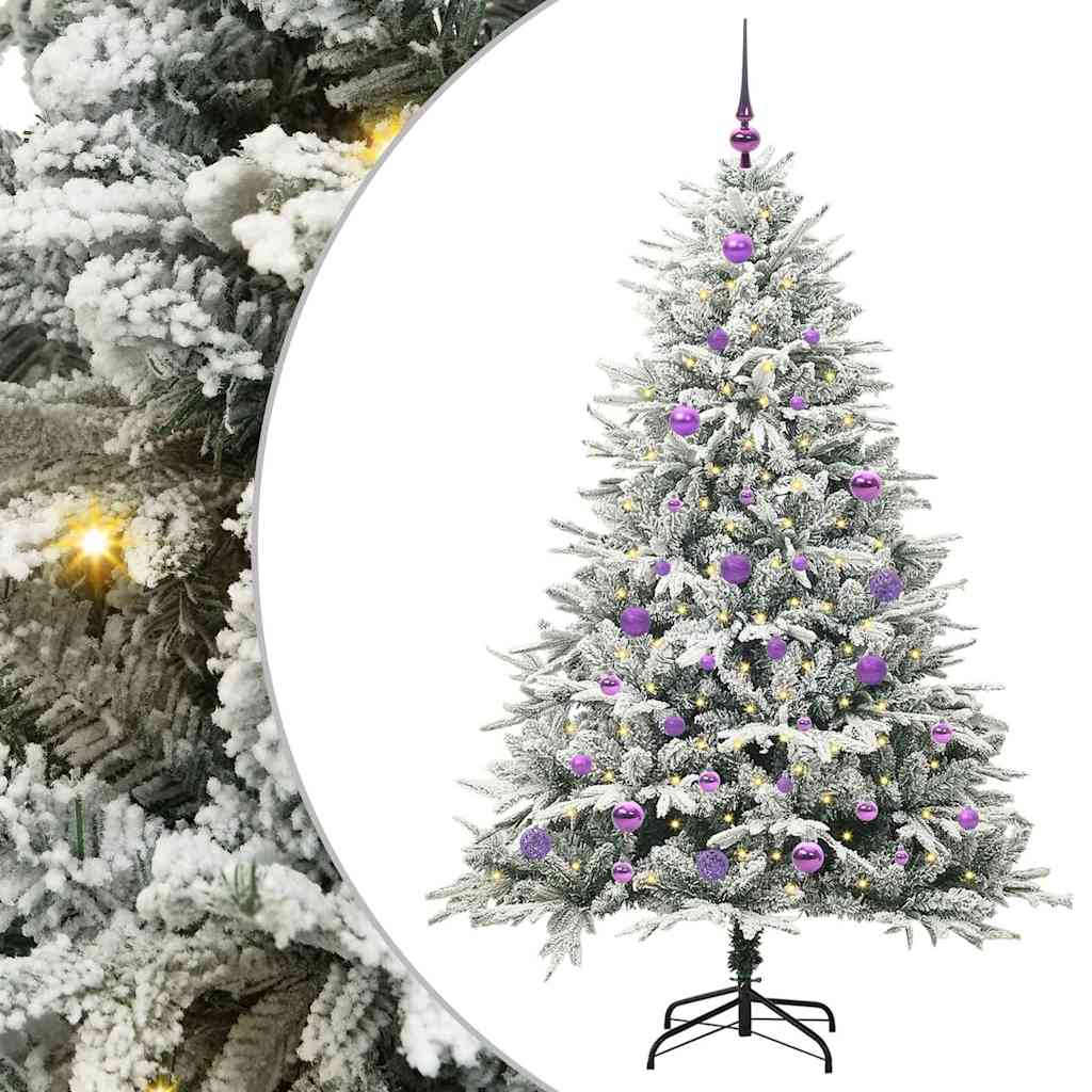 Konstgjord Förbelyst Julgran med Bollsats Grön 150 cm