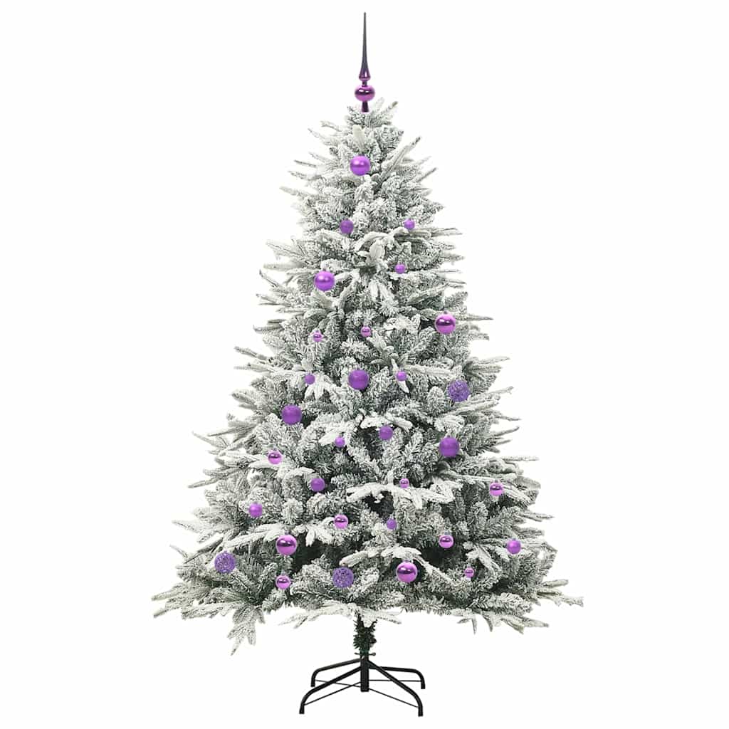 Konstgjord Förbelyst Julgran med Bollsats Grön 150 cm