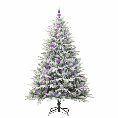 Konstgjord Förbelyst Julgran med Bollsats Grön 150 cm