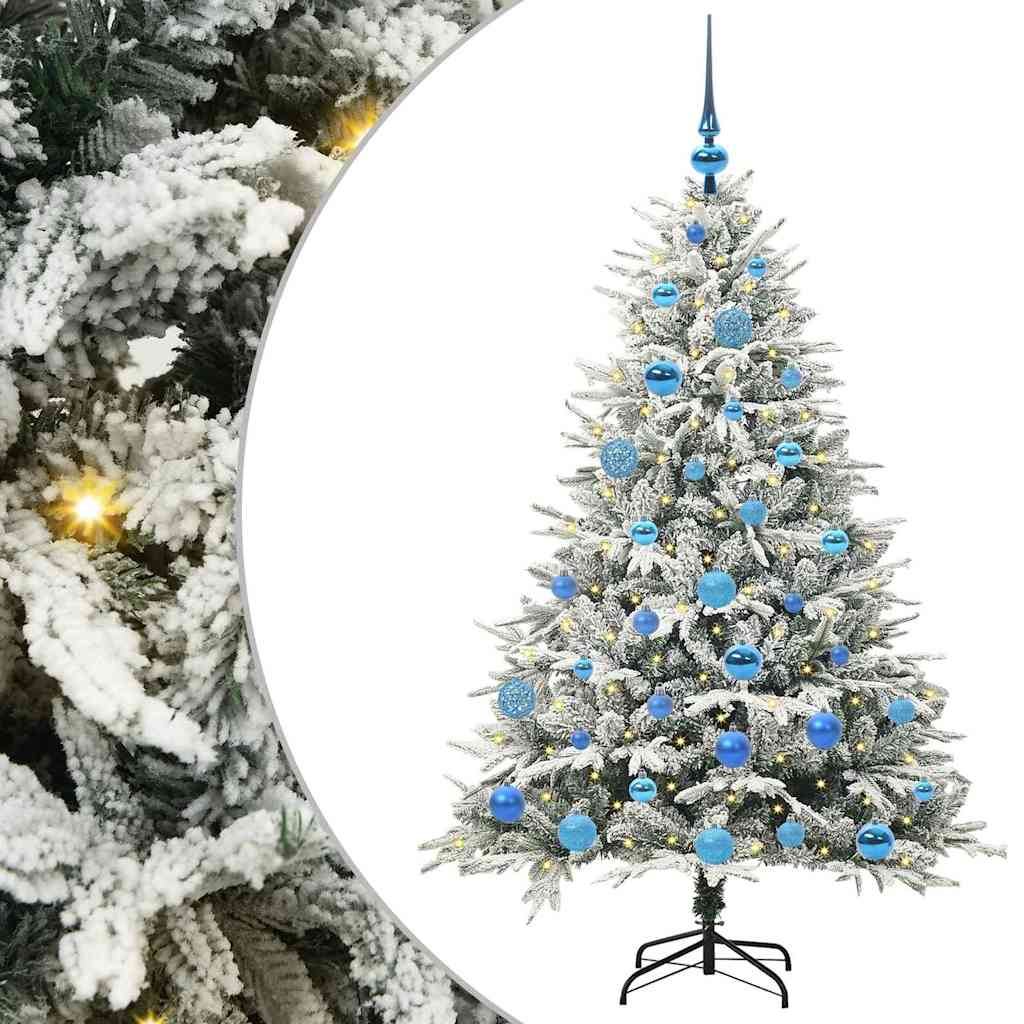 Konstgjord Förbelyst Julgran med Bollsats Grön 150 cm
