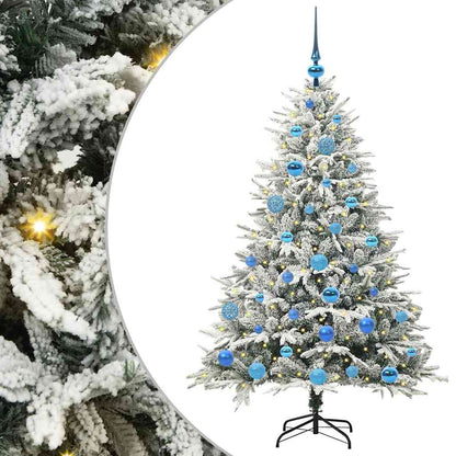 Konstgjord Förbelyst Julgran med Bollsats Grön 150 cm