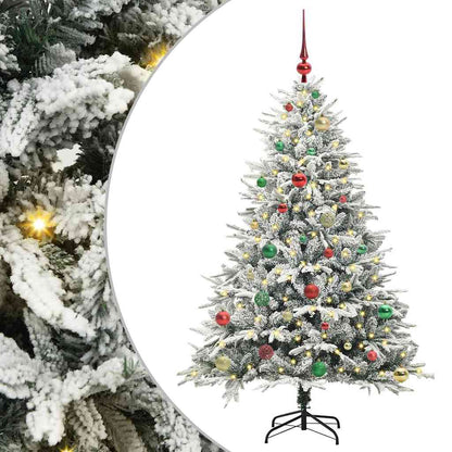 Konstgjord Förbelyst Julgran med Bollsats Grön 150 cm