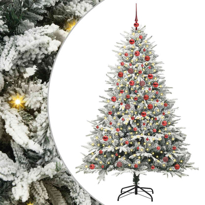 Konstgjord Förbelyst Julgran med Bollsats Grön 180 cm