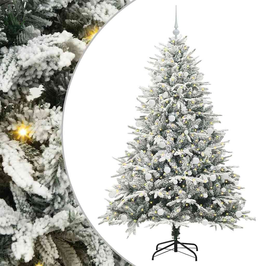 Konstgjord Förbelyst Julgran med Bollsats Grön 180 cm