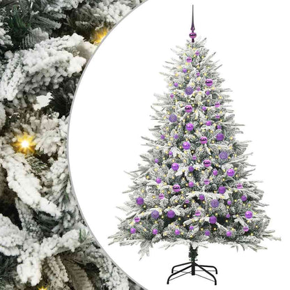 Konstgjord Förbelyst Julgran med Bollsats Grön 180 cm