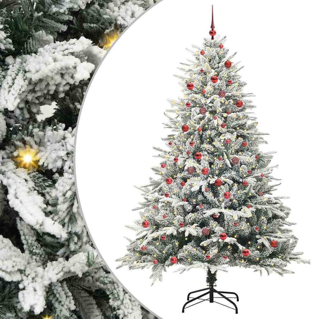 Konstgjord Förbelyst Julgran med Bollsats Grön 210 cm