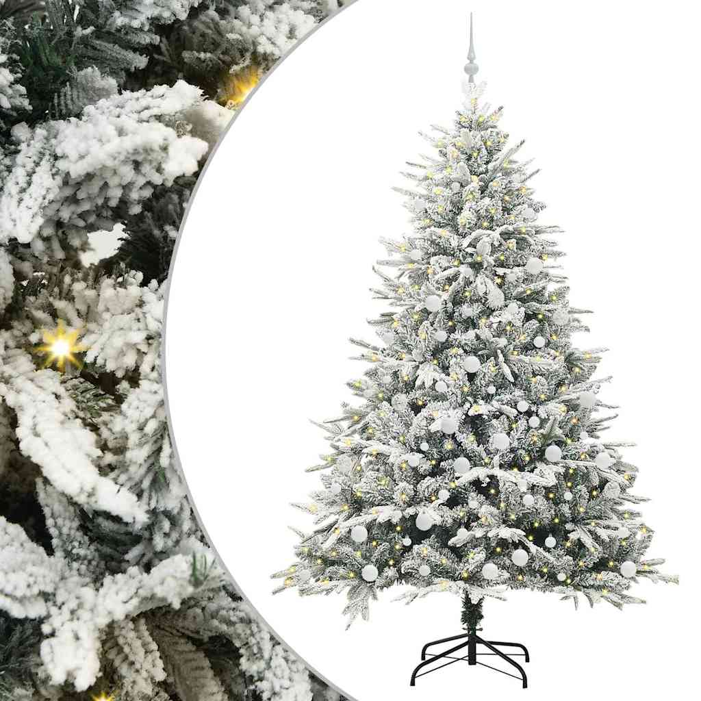 Konstgjord Förbelyst Julgran med Bollsats Grön 210 cm
