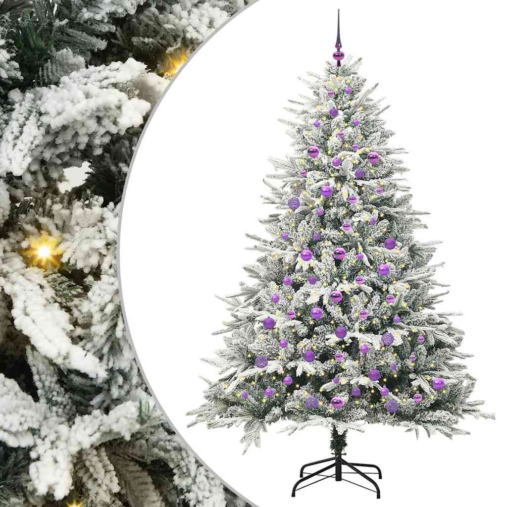 Konstgjord Förbelyst Julgran med Bollsats Grön 210 cm