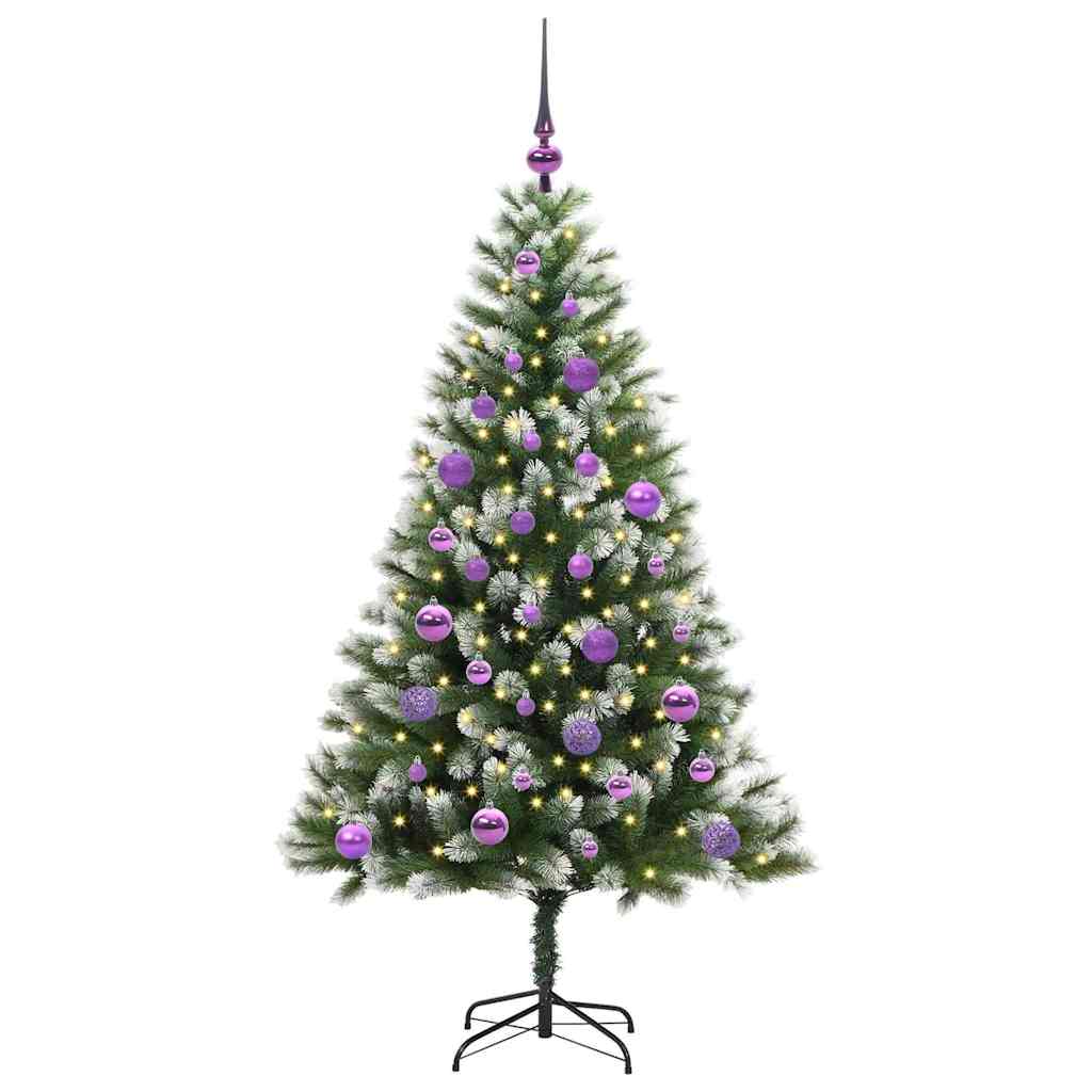 Konstgjord gångjärnsjulgran med flockad snö 150 LED-lampor