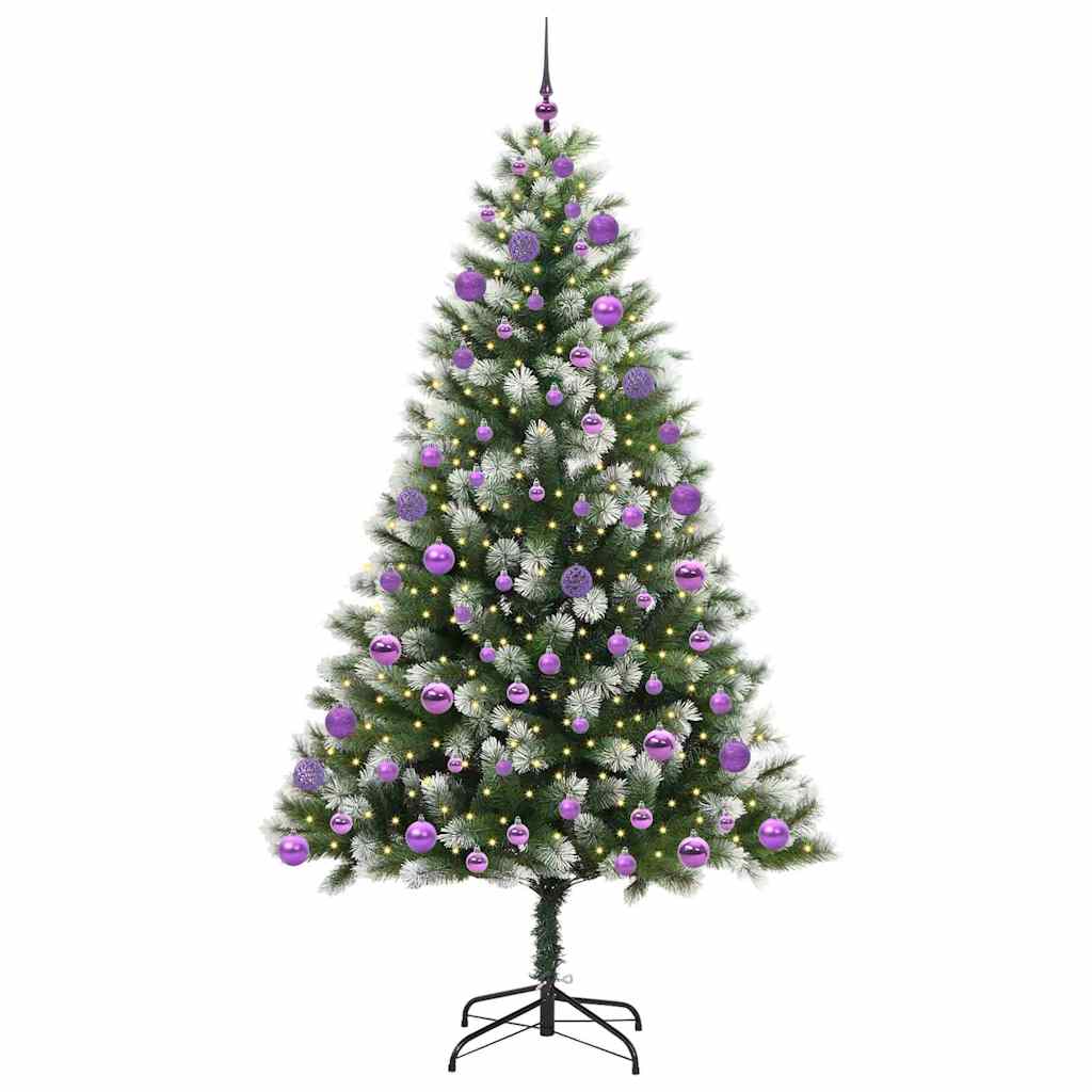 Konstgjord gångjärnsjulgran med flockad snö 300 LED-lampor
