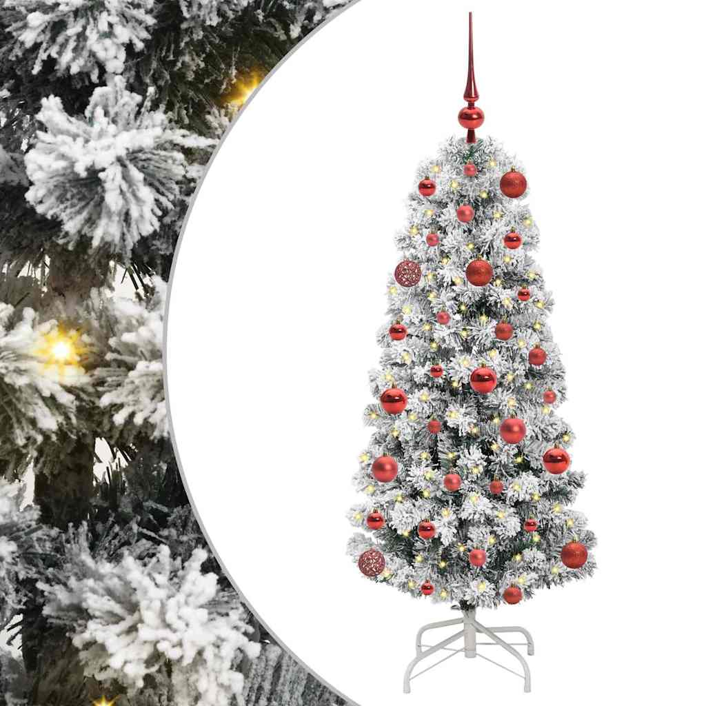 Plast Hingad Julgran 150 LED-lampor Grön och Vit 120 cm