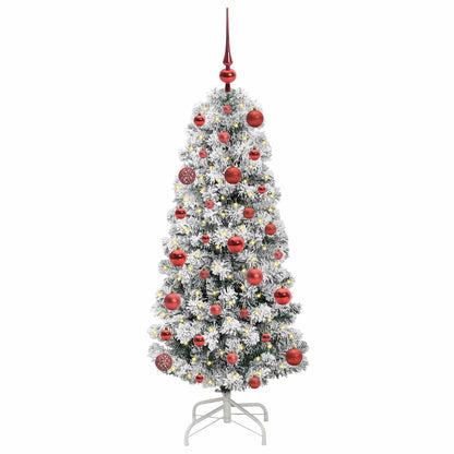 Plast Hingad Julgran 150 LED-lampor Grön och Vit 120 cm