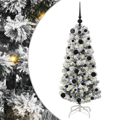 Plast Hingad Julgran 150 LED-lampor Grön och Vit 120 cm