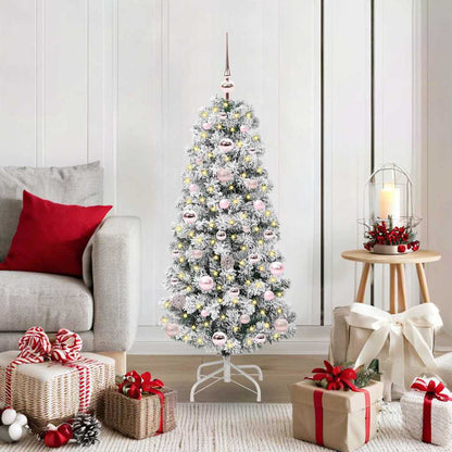 Plast Hingad Julgran 150 LED-lampor Grön och Vit 120 cm