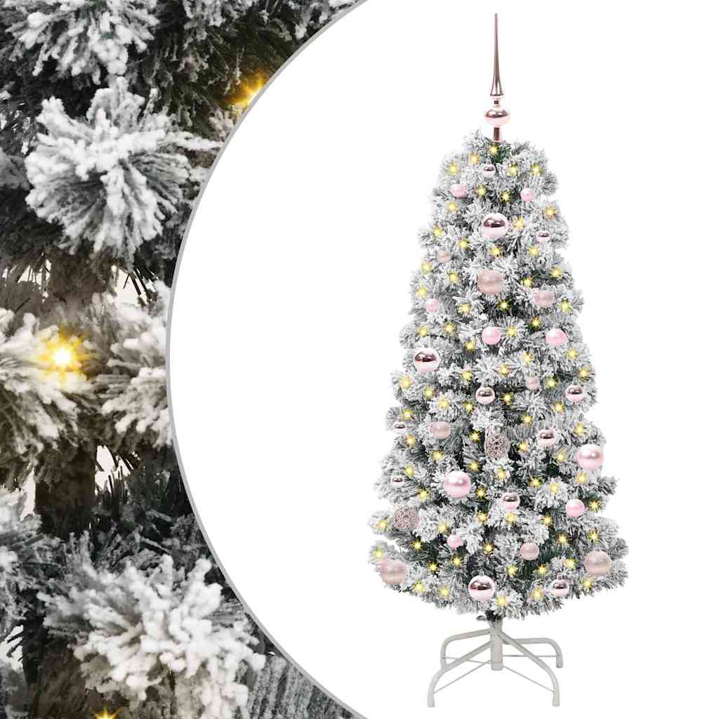 Plast Hingad Julgran 150 LED-lampor Grön och Vit 120 cm