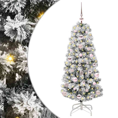 Plast Hingad Julgran 150 LED-lampor Grön och Vit 120 cm