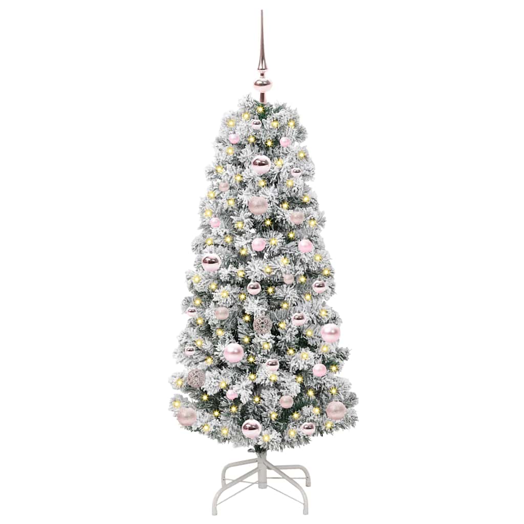 Plast Hingad Julgran 150 LED-lampor Grön och Vit 120 cm
