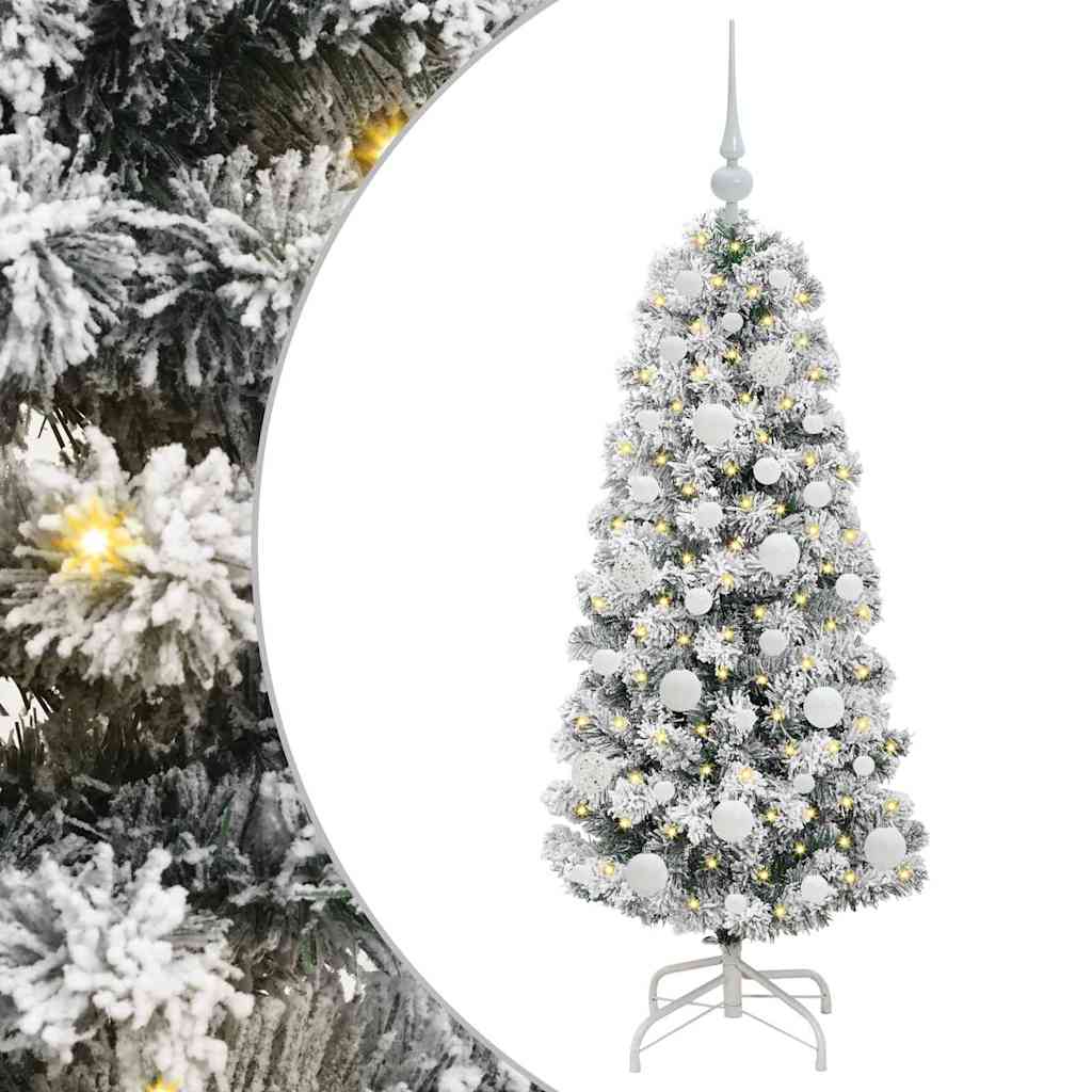 Plast Hingad Julgran 150 LED-lampor Grön och Vit 120 cm