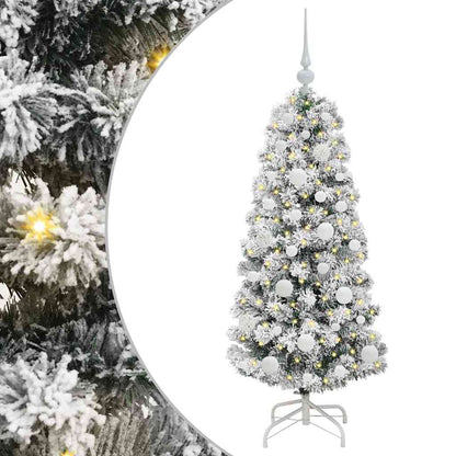 Plast Hingad Julgran 150 LED-lampor Grön och Vit 120 cm