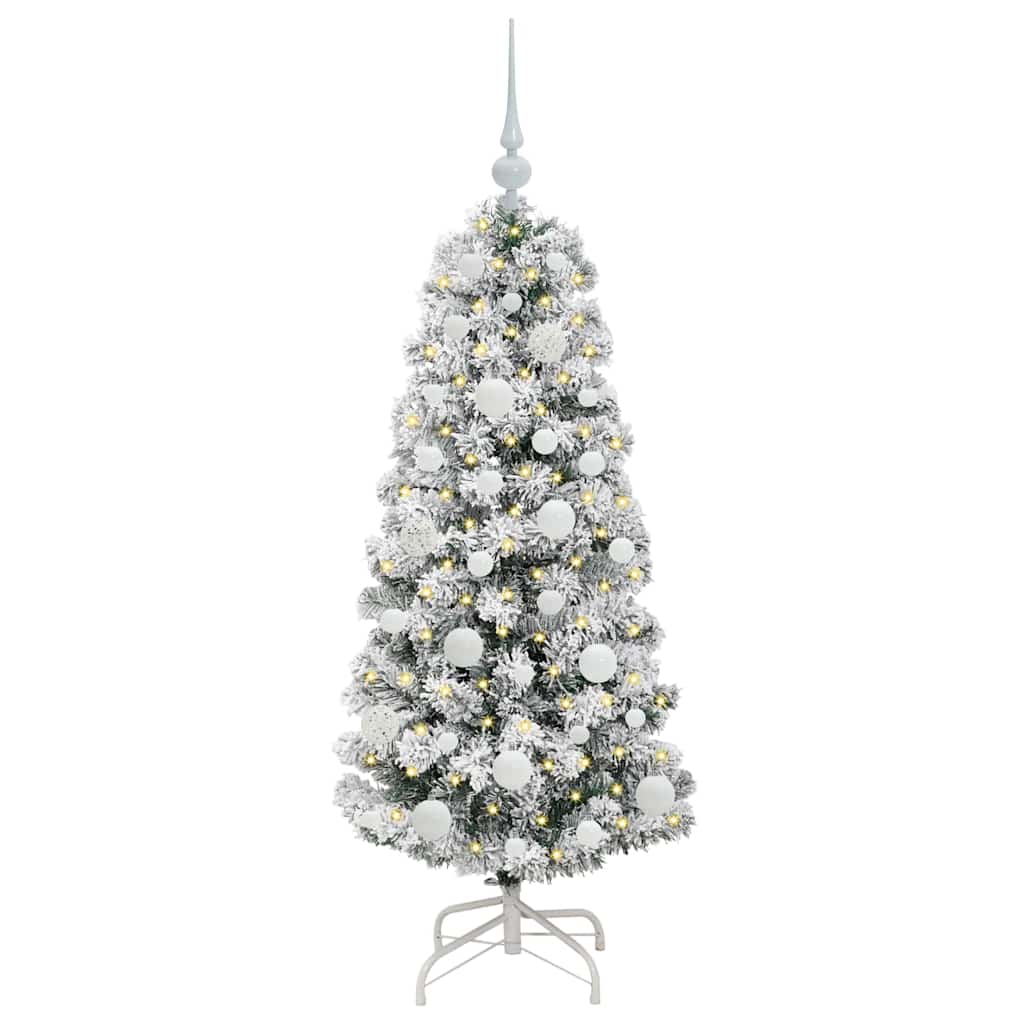 Plast Hingad Julgran 150 LED-lampor Grön och Vit 120 cm