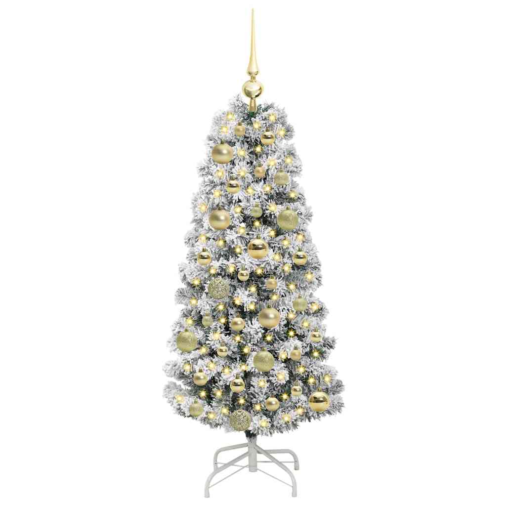 Plast Hingad Julgran 150 LED-lampor Grön och Vit 120 cm