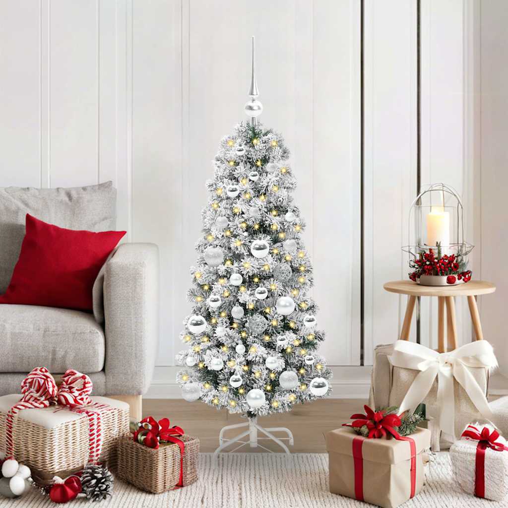 Plast Hingad Julgran 150 LED-lampor Grön och Vit 120 cm