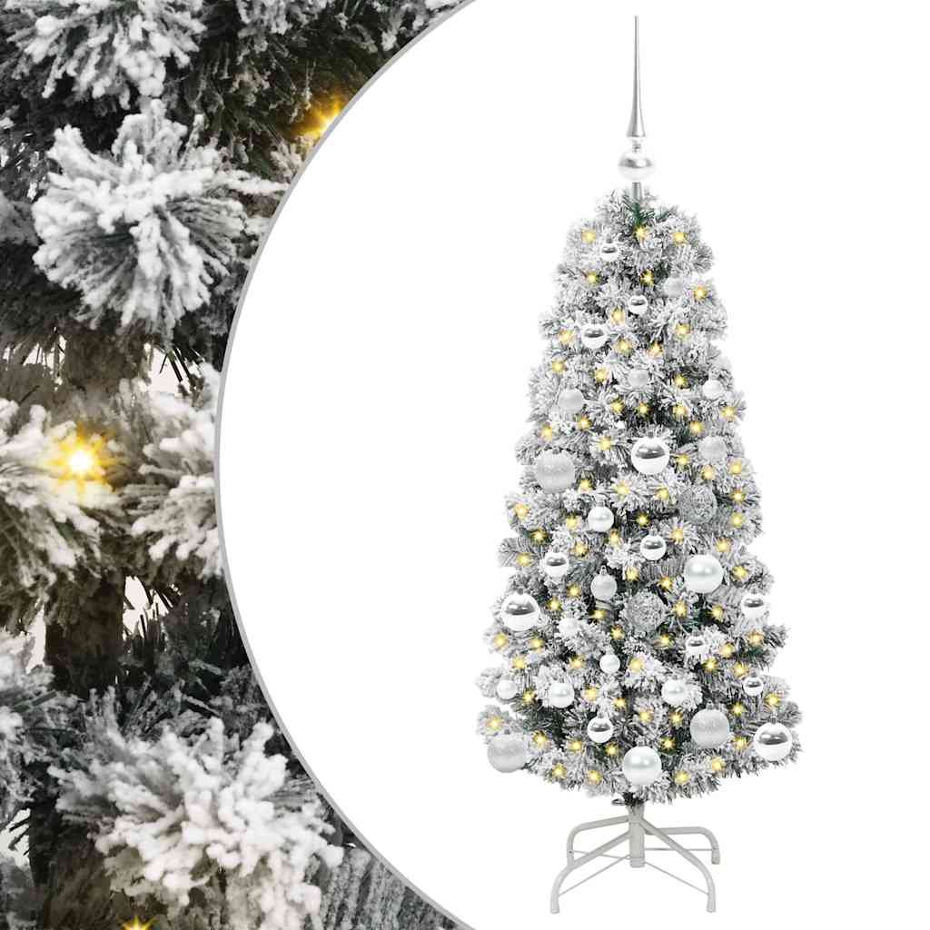 Plast Hingad Julgran 150 LED-lampor Grön och Vit 120 cm