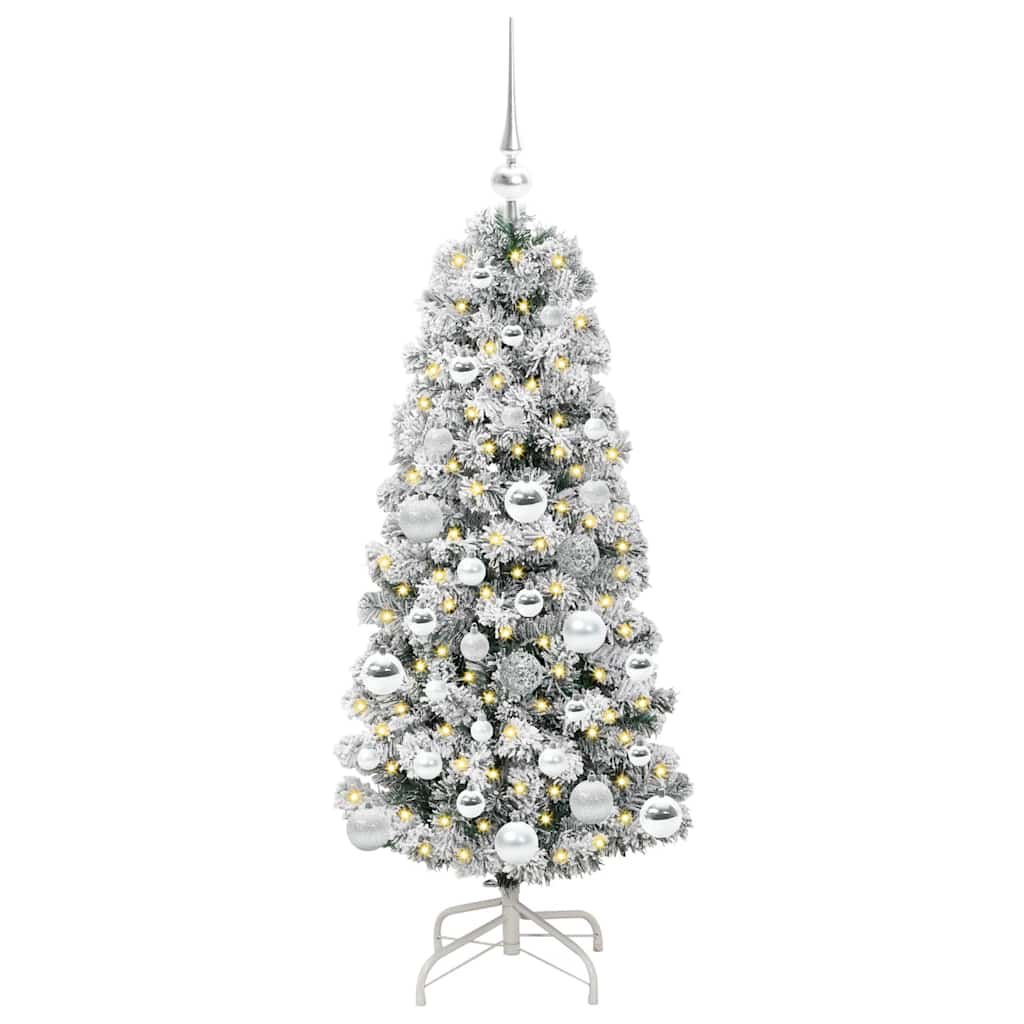 Plast Hingad Julgran 150 LED-lampor Grön och Vit 120 cm