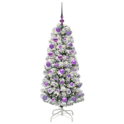 Plast Hingad Julgran 150 LED-lampor Grön och Vit 120 cm